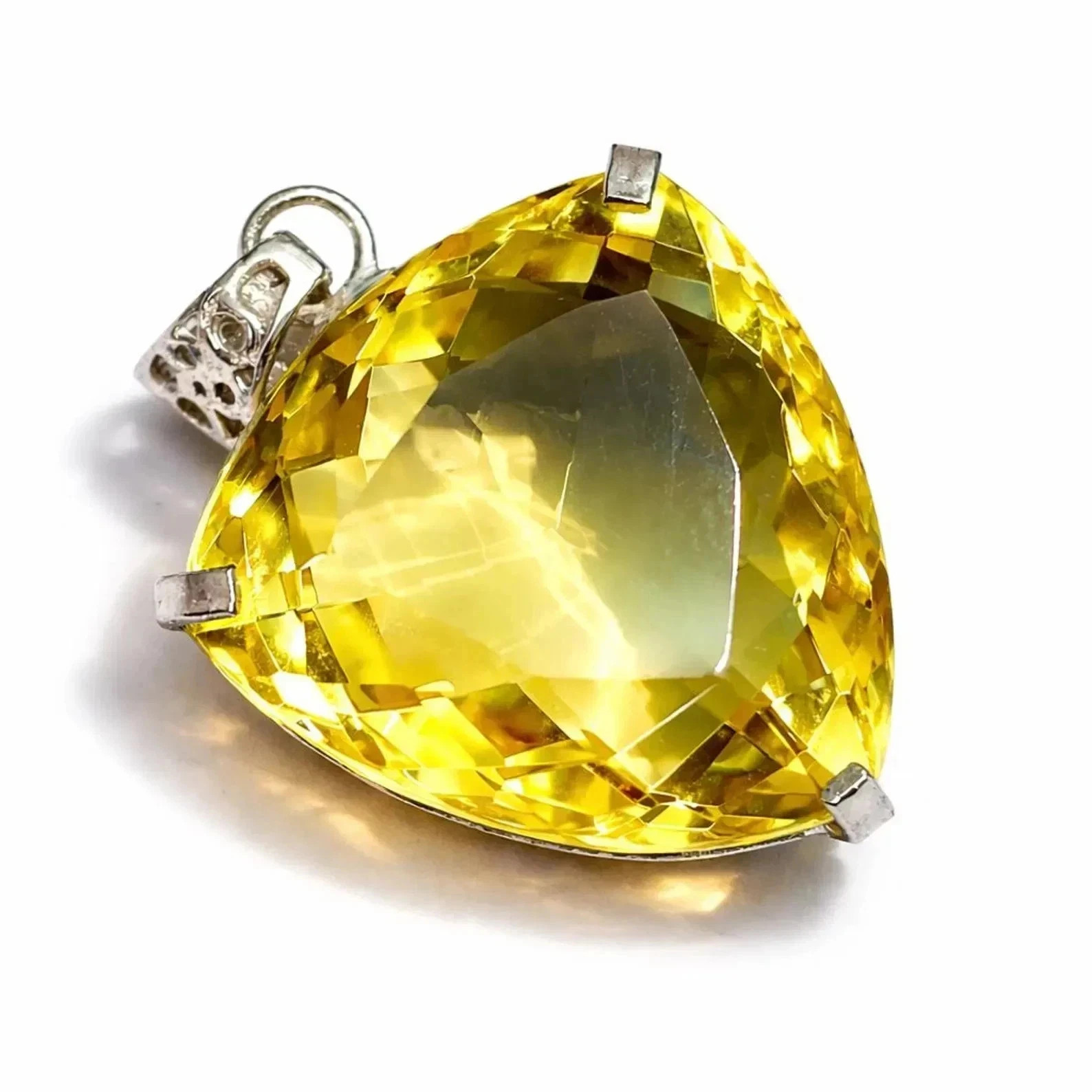 55 CT+ Flawless Yellow Topaz Pendant 925 Sterling Silver Plated Handmade Jewelry