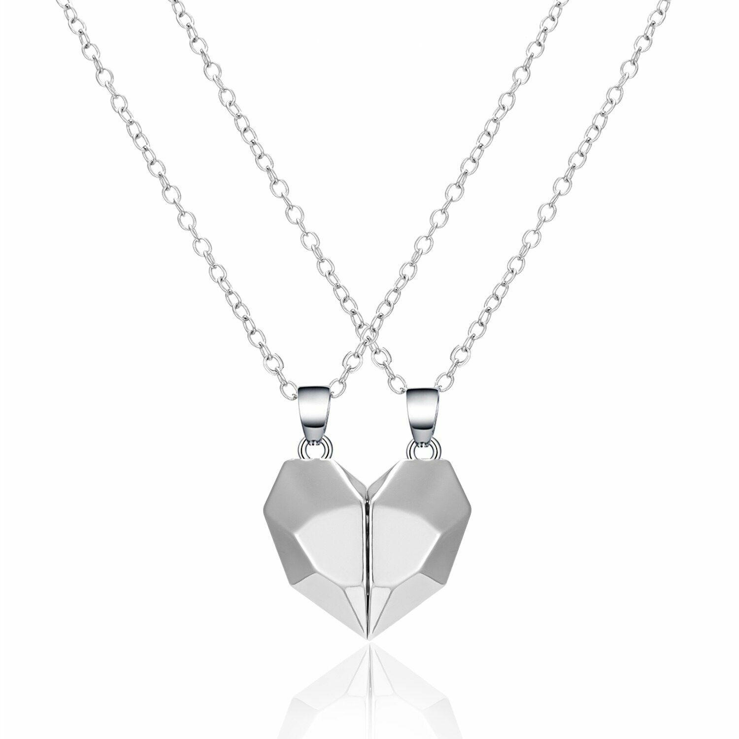 2pcs Magnetic Couple Love Space Astronaut Heart Pendant Necklace Fashion Jewelry