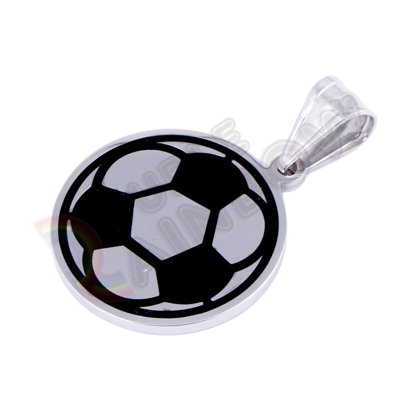 Soccer Ball Stainless Steel Pendant Sports Men Necklace 3mm Chain*P156