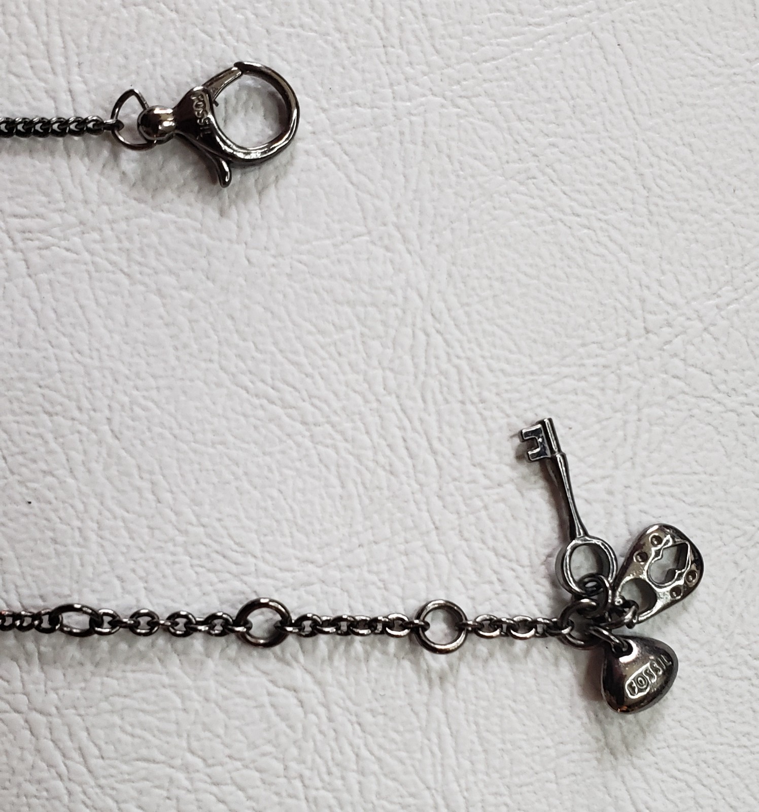 Fossil Necklace Gunmetal Finish with Black, Grey and Clear Crystals
