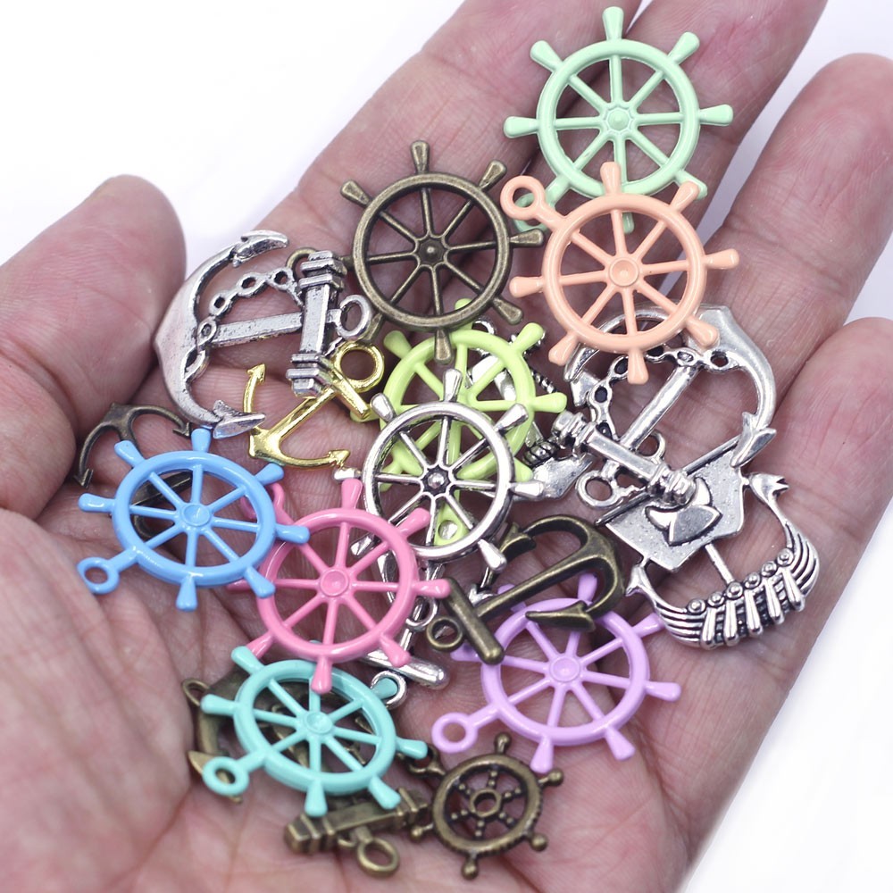 Mixed Butterfly Wings Flower Heart Moon Key Charm Pendants DIY Crafts Supplies