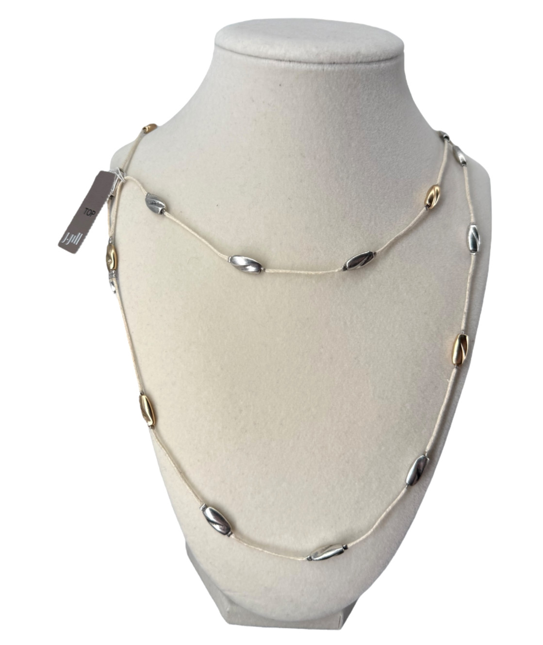 J Jill Layered Beaded Necklace Gold Silver Adjustable Long Wrap Coastal Resort