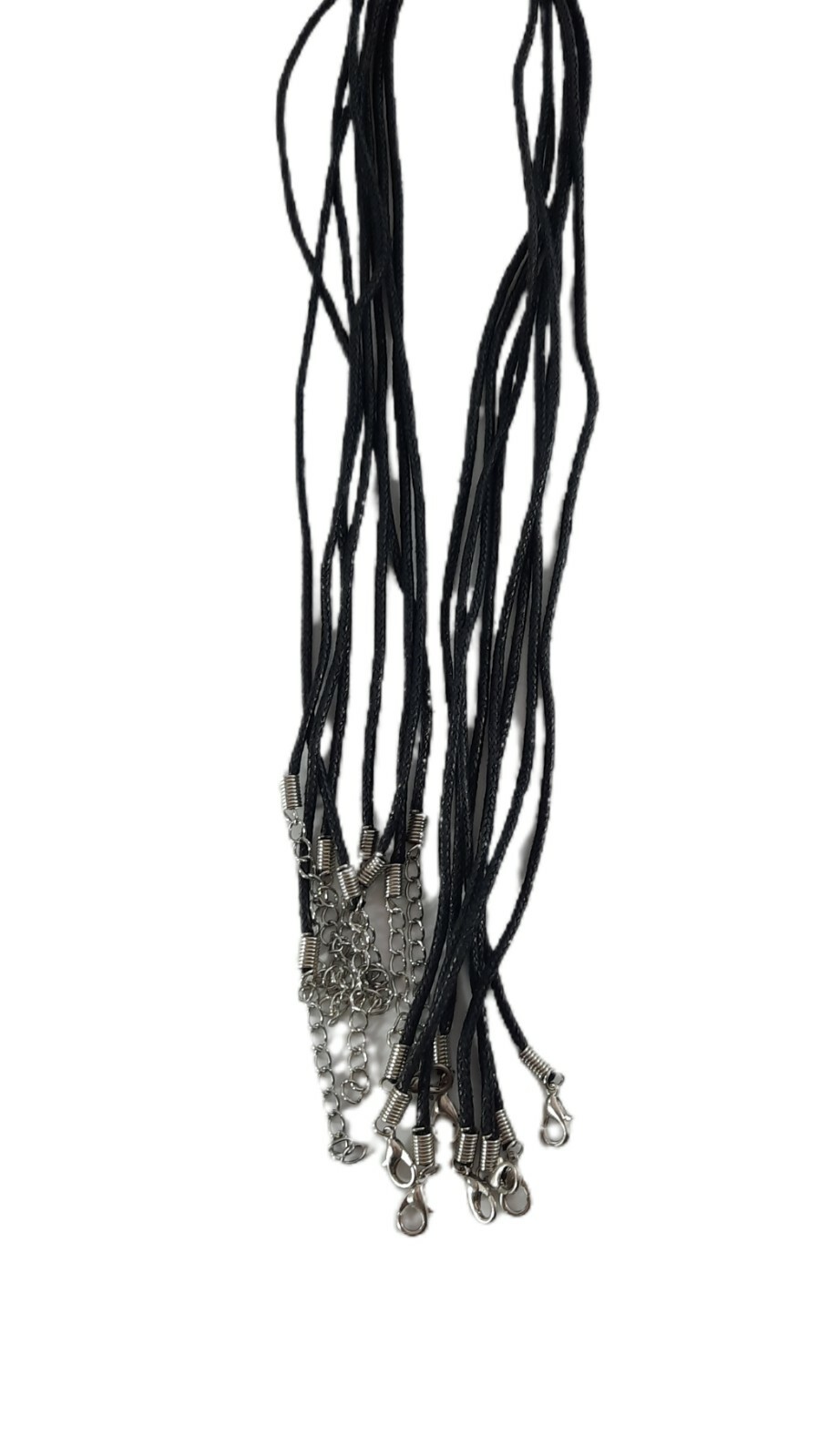 Black Silk Satin Cord Chain Necklace 16″ Lobster Clasp