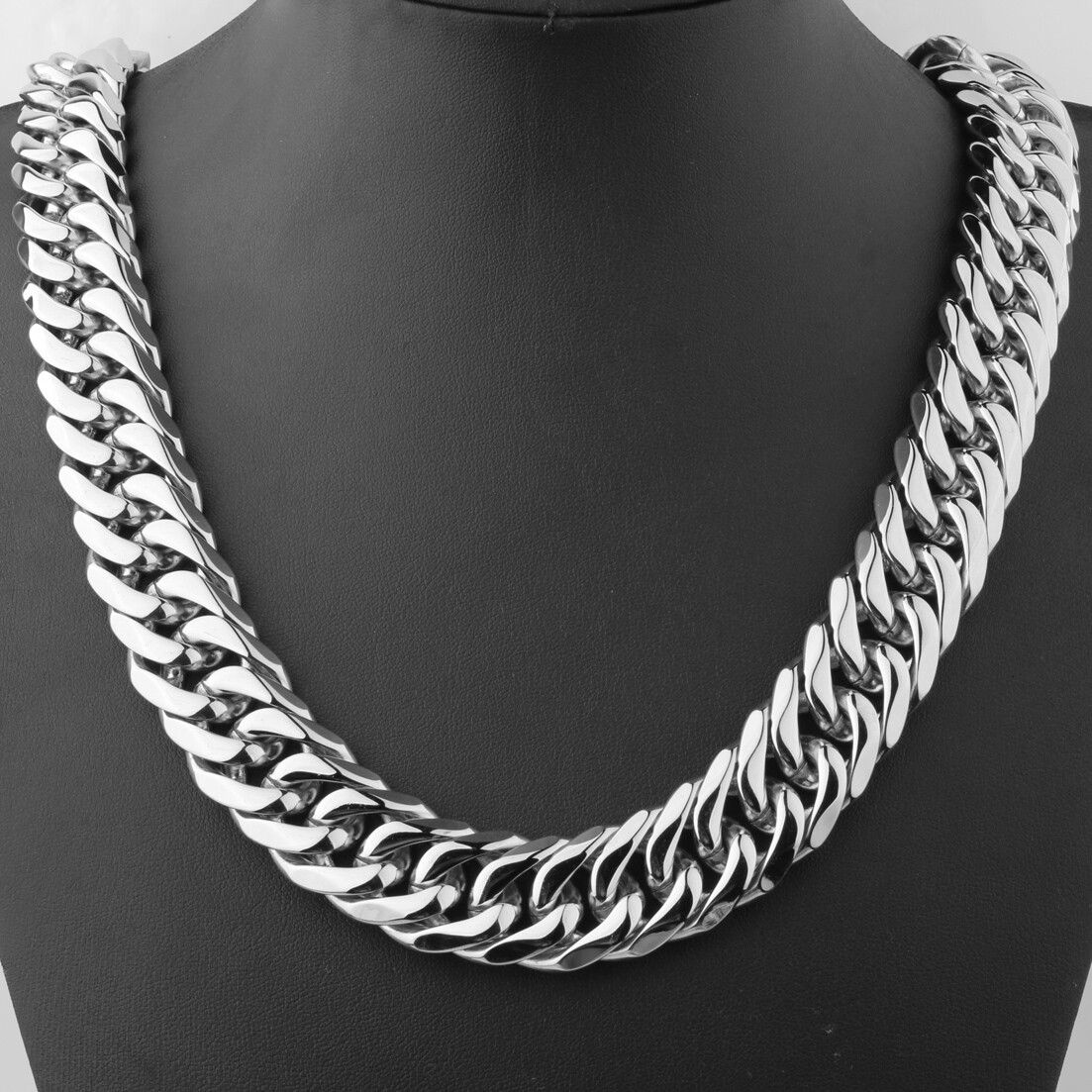 9-21mm Heavy Strong Men’s Stainless Steel Curb Cuban Link Chain Necklace