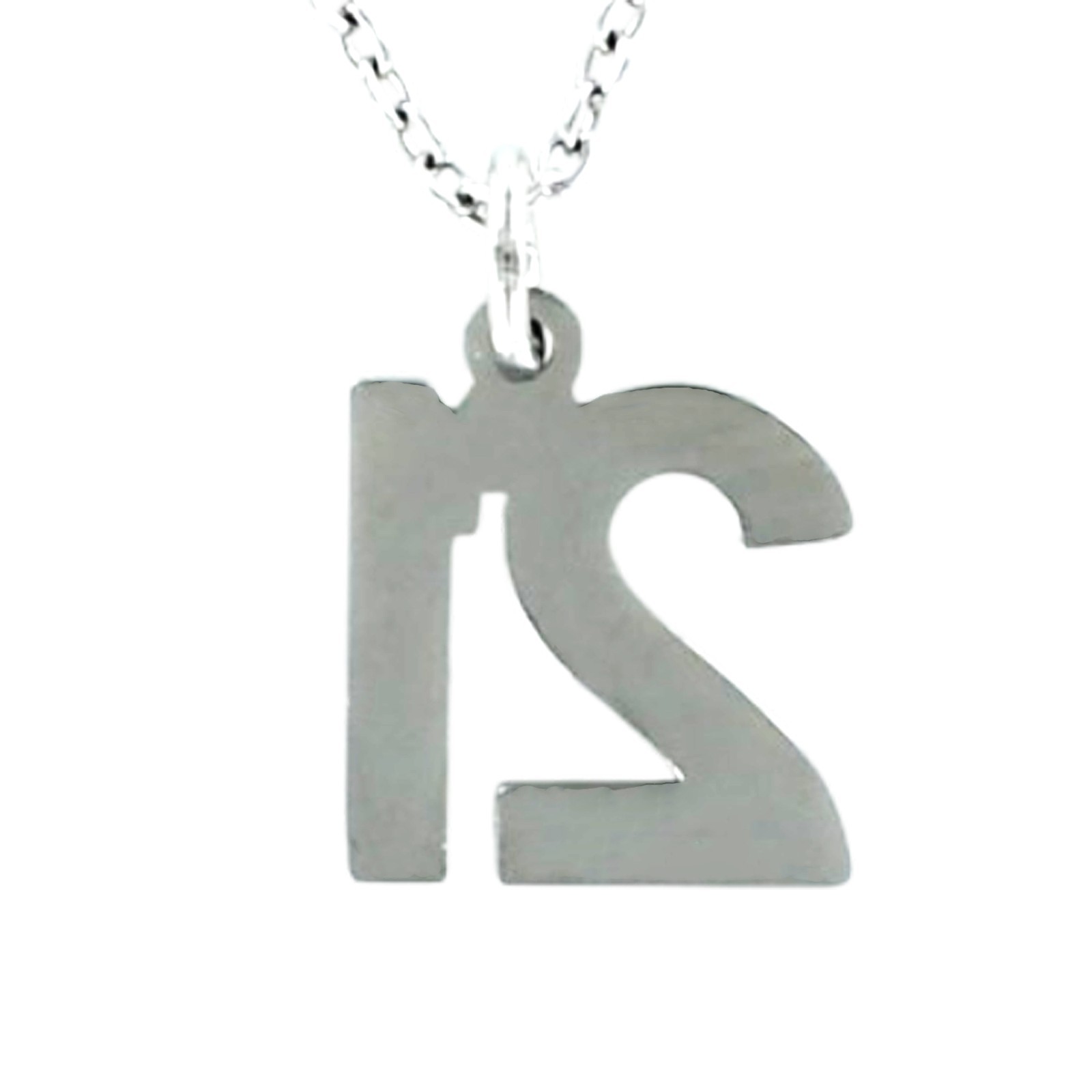 21 Necklace Stainless Steel Number Pendant 21st Birthday Gift Choice of Chain