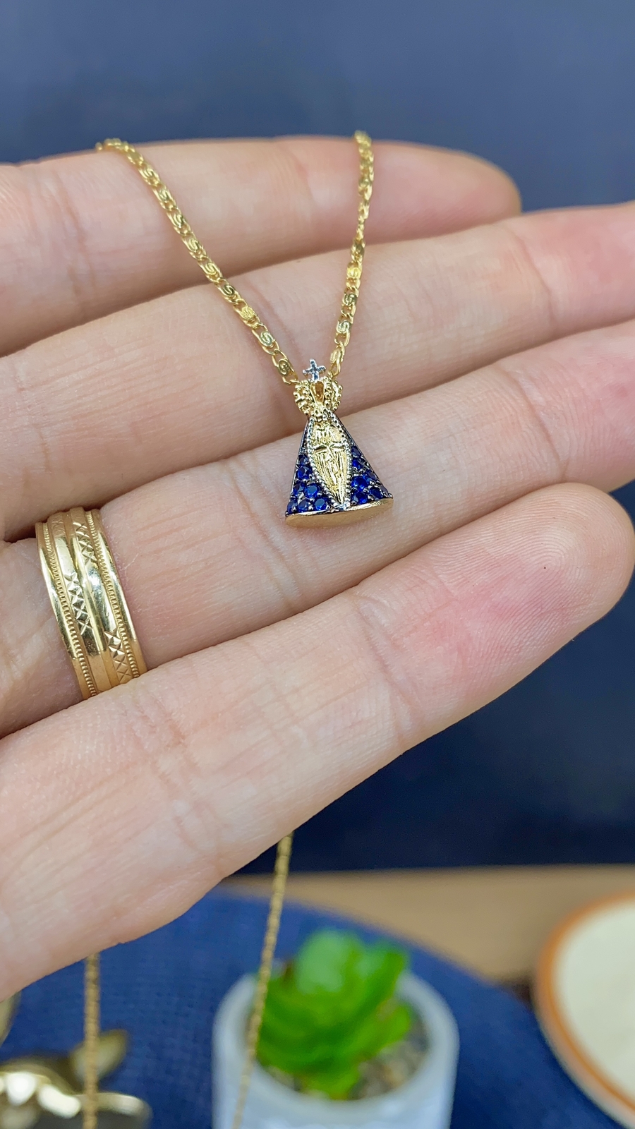 18K Gold Filled Virgin Aparecida Necklace for Womens 20″ – Colar para Mulheres