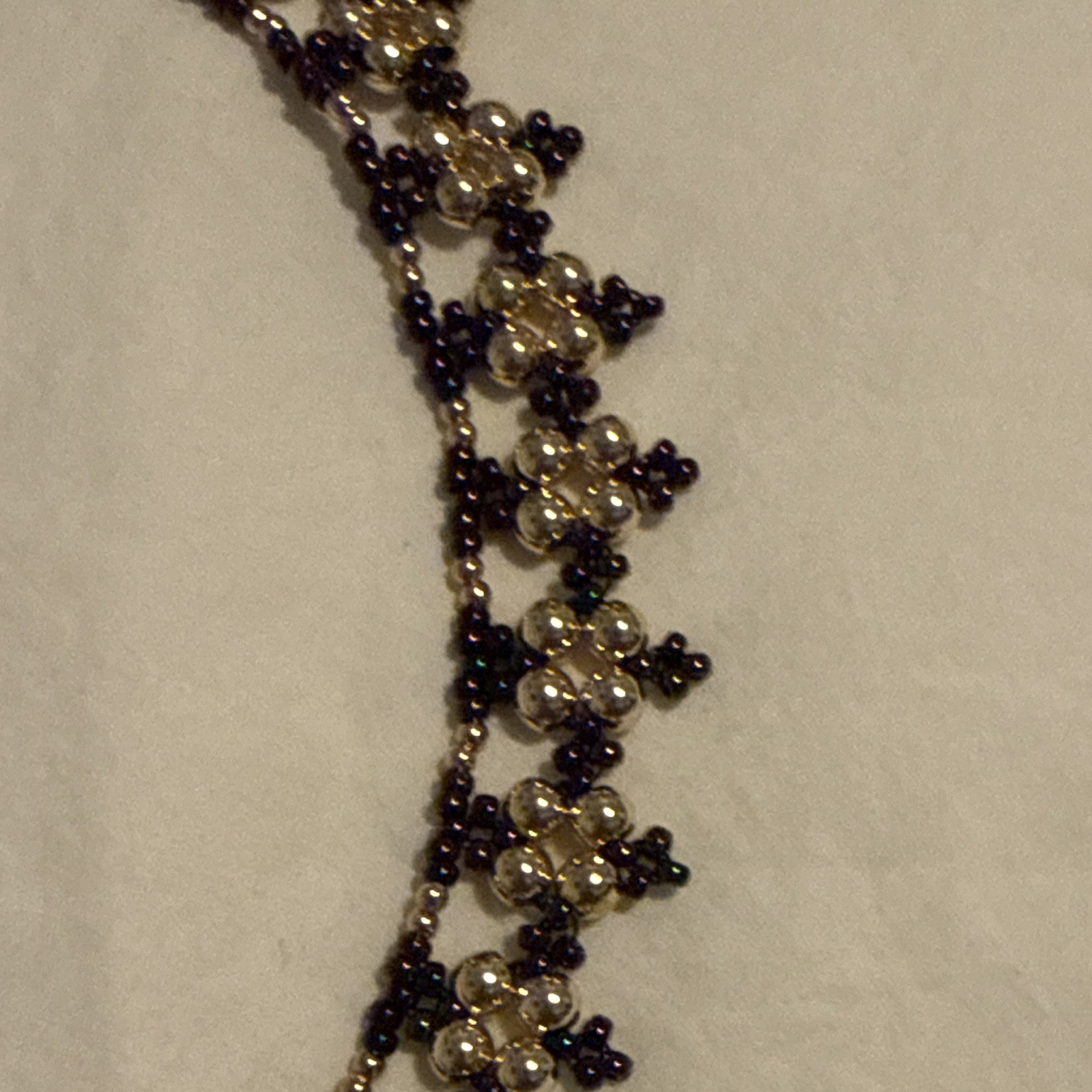 Handcrafted Gold Plated & Purple Variegated Bead Necklace Bracelet Earrings Set