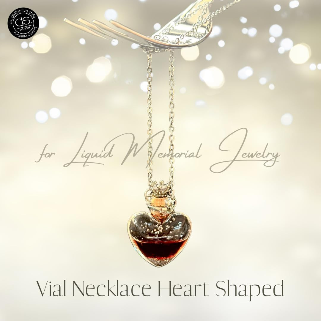 Vial Necklace Heart Shaped Perfume Bottle Pendant Blood Vial Necklace for Liquid