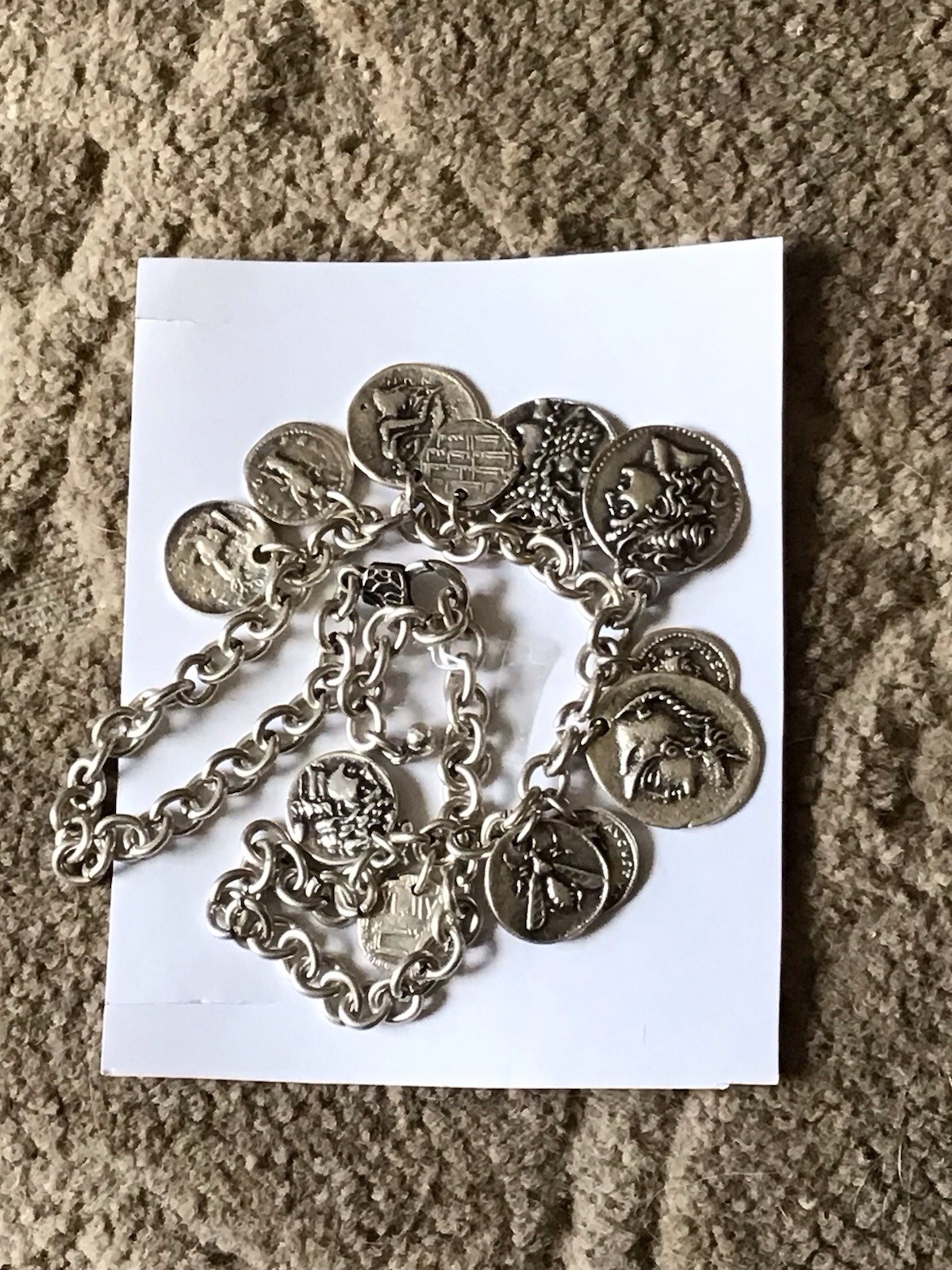Vintage Style Silver Tone Coin Necklace – New In Package – Free Shipping USA