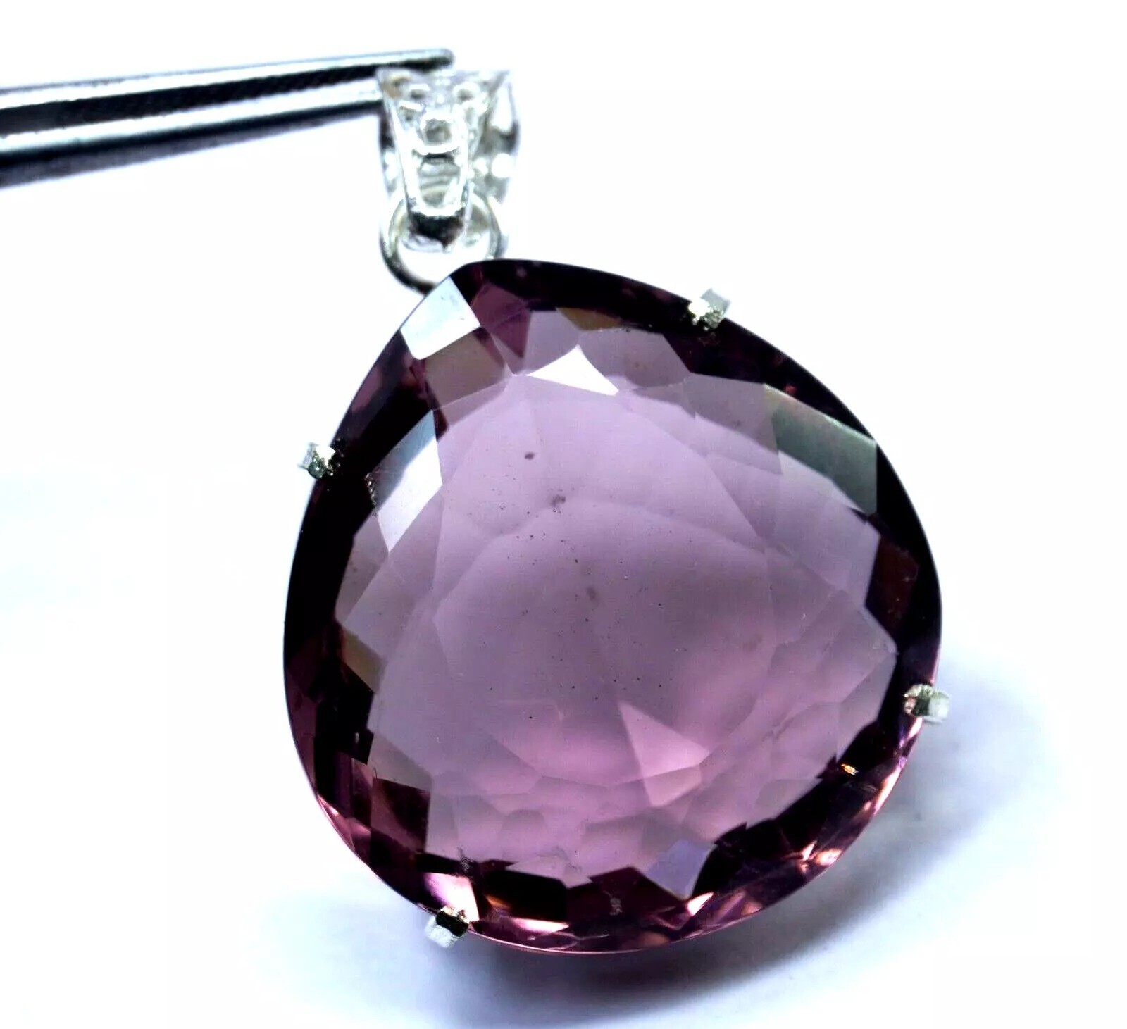 Alexandrite 75.00 Ct Natural Color Changing Pear Cut 925 Silver Pendant Gemstone