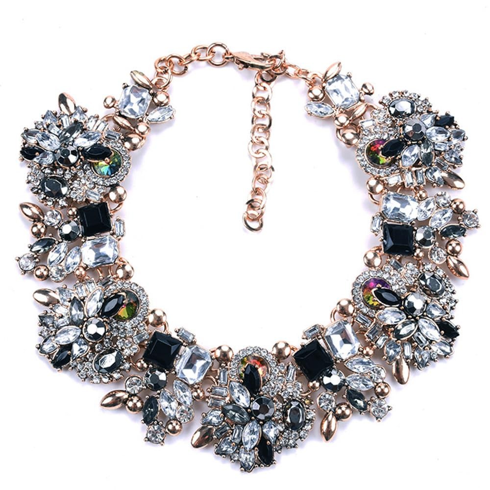 Crystal Rhinestone Chunky Statement Choker Collar Necklace