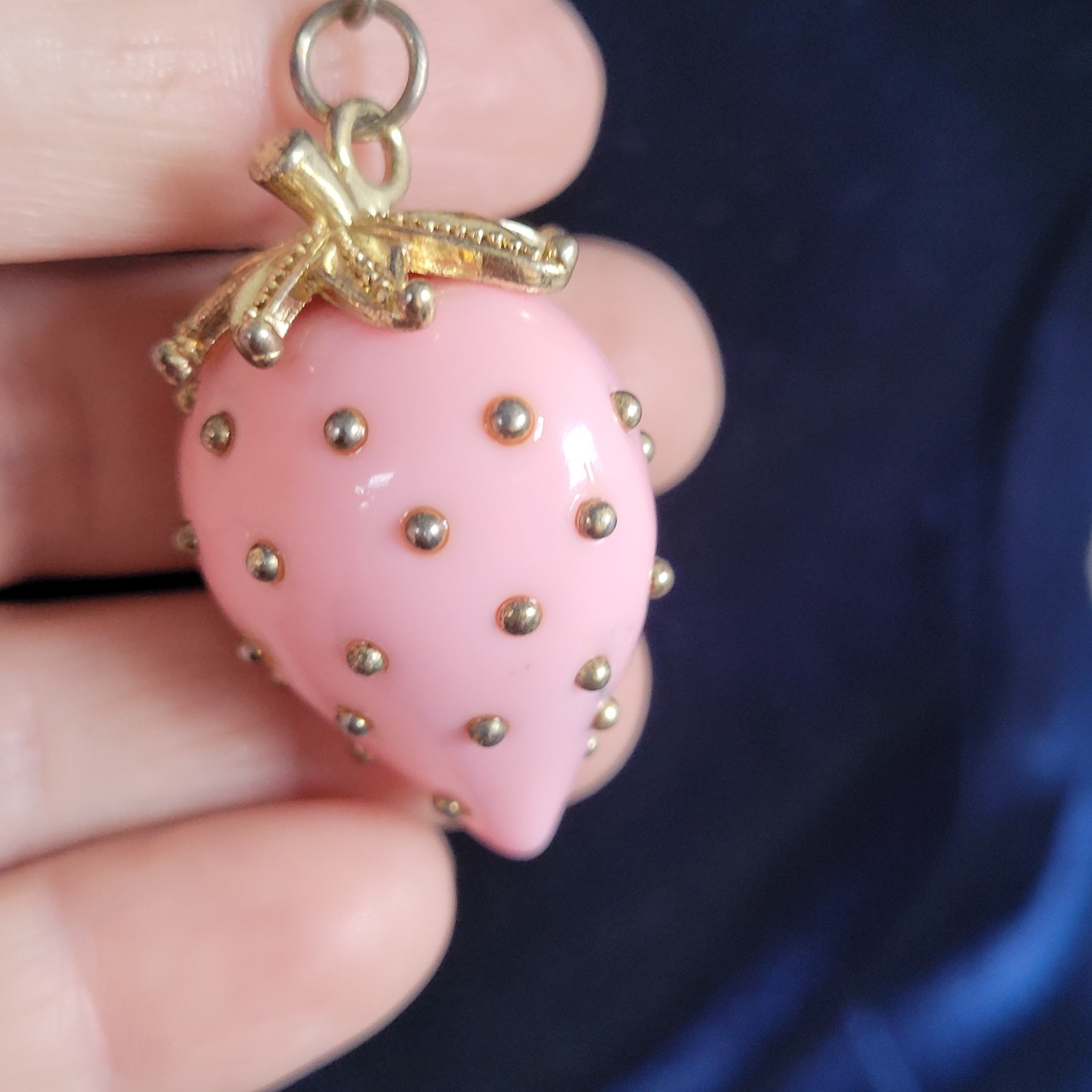 Pink and Gold Studded Strawberry Necklace