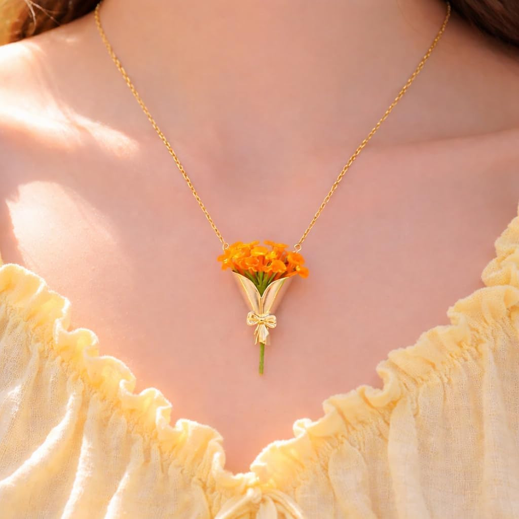 Flower Holder Necklace for Women DIY Flower Bouquet Necklace Mini Vase Pendant W