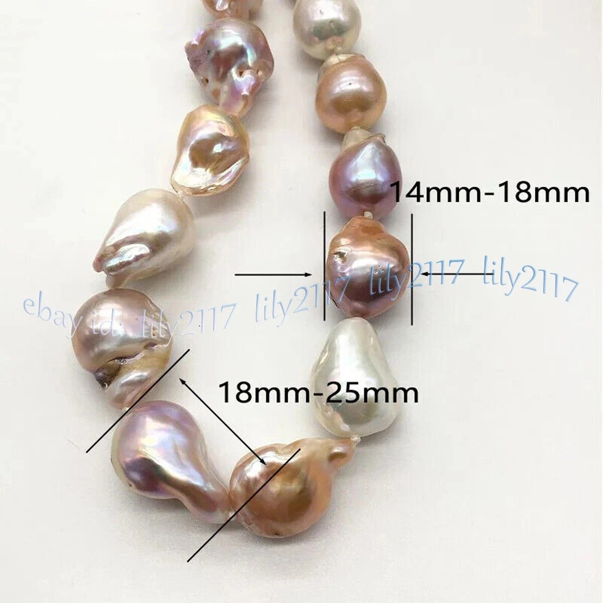 Huge 15-25mm Natural White Pink Purple South Sea Keshi Baroque Pearl Necklace
