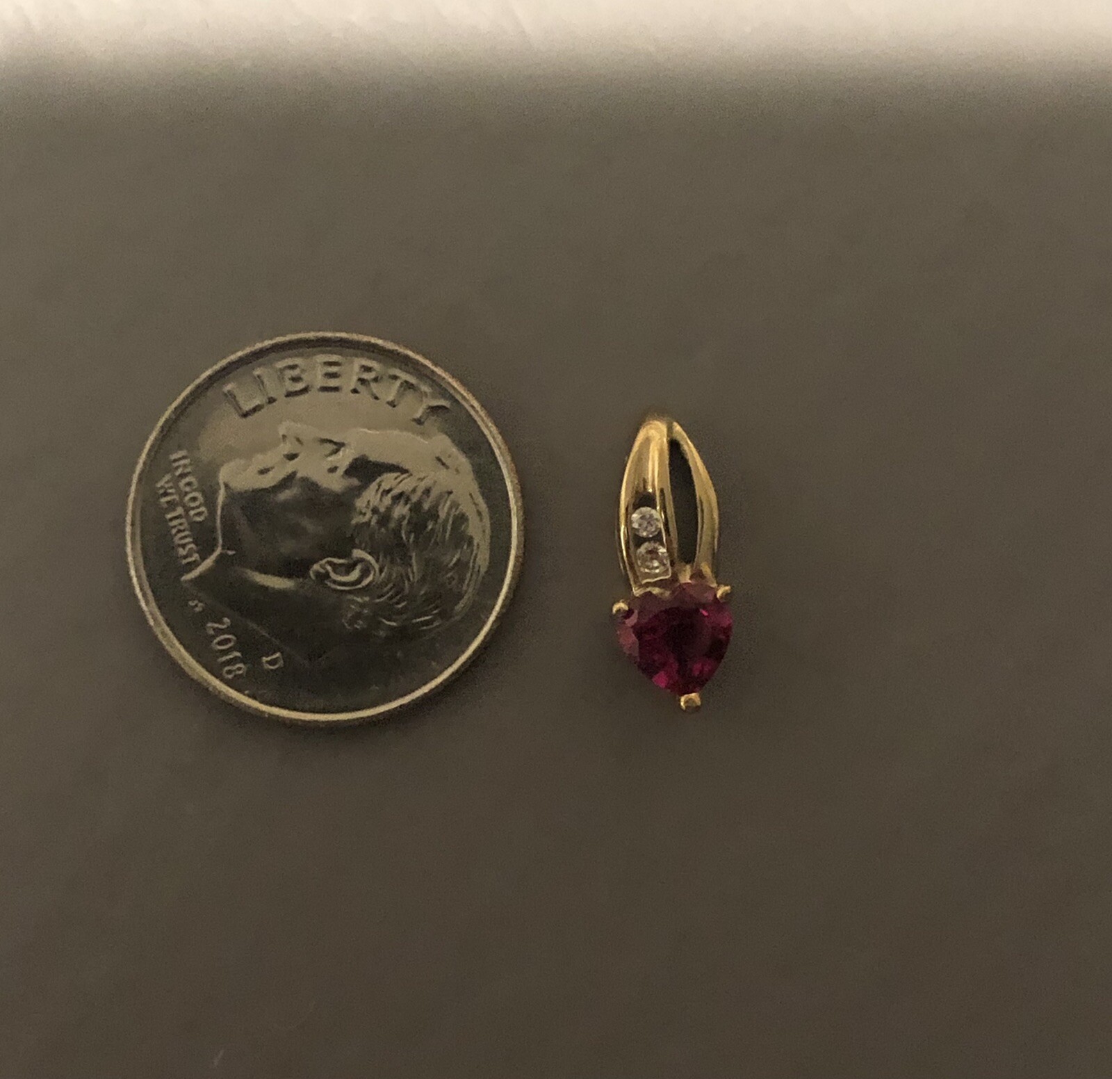NWOT 10k Yellow Gold CZ Ruby Pendant