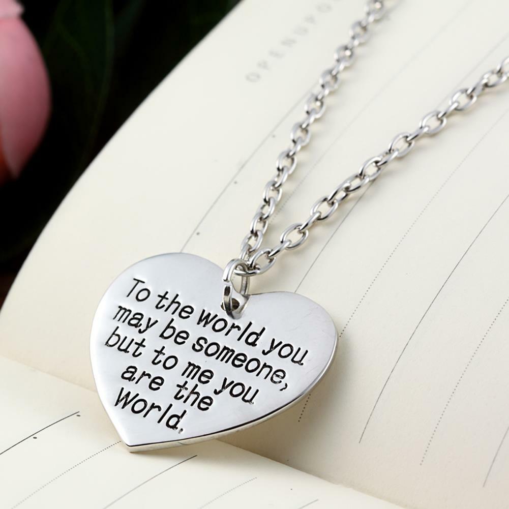 Valentine’s Day Gift for Wife Mom Girl You are My World Heart Necklace