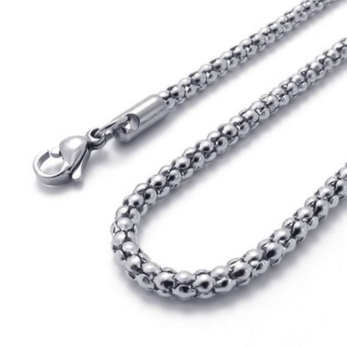 2.4mm 16″-40″ Silver Stainless Steel Corn Necklace Chain Sb30 USA Seller