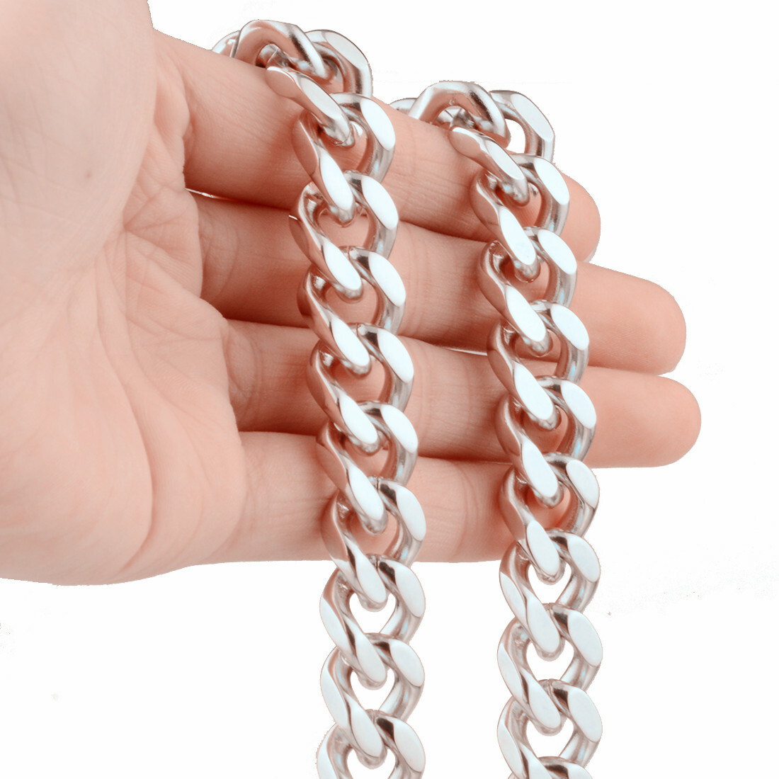 7mm-17mm Heavy Mens Chain Necklace 316L Stainless Steel Curb Cuban Link 7″-40″