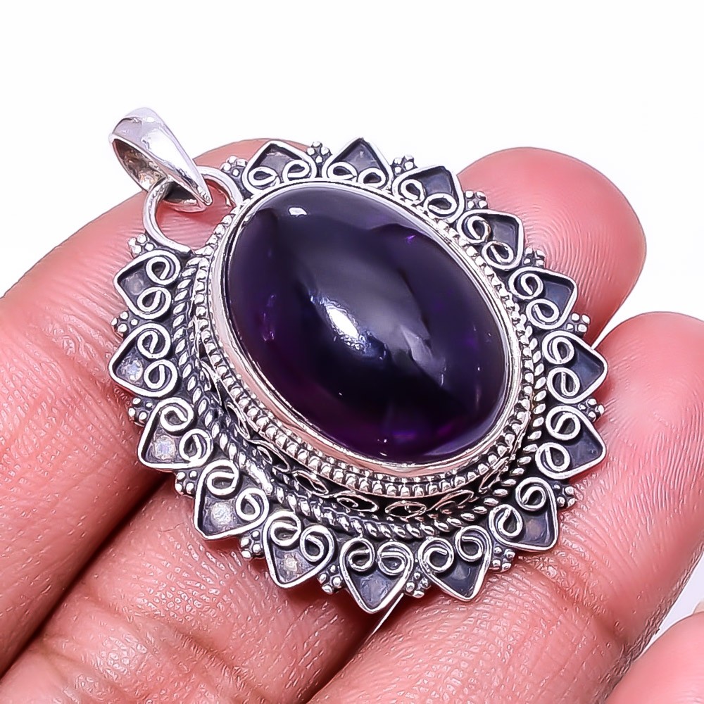 Purple Amethyst – Brazil Fine Art 925 Sterling Silver Pendant 1.76″ P939520519