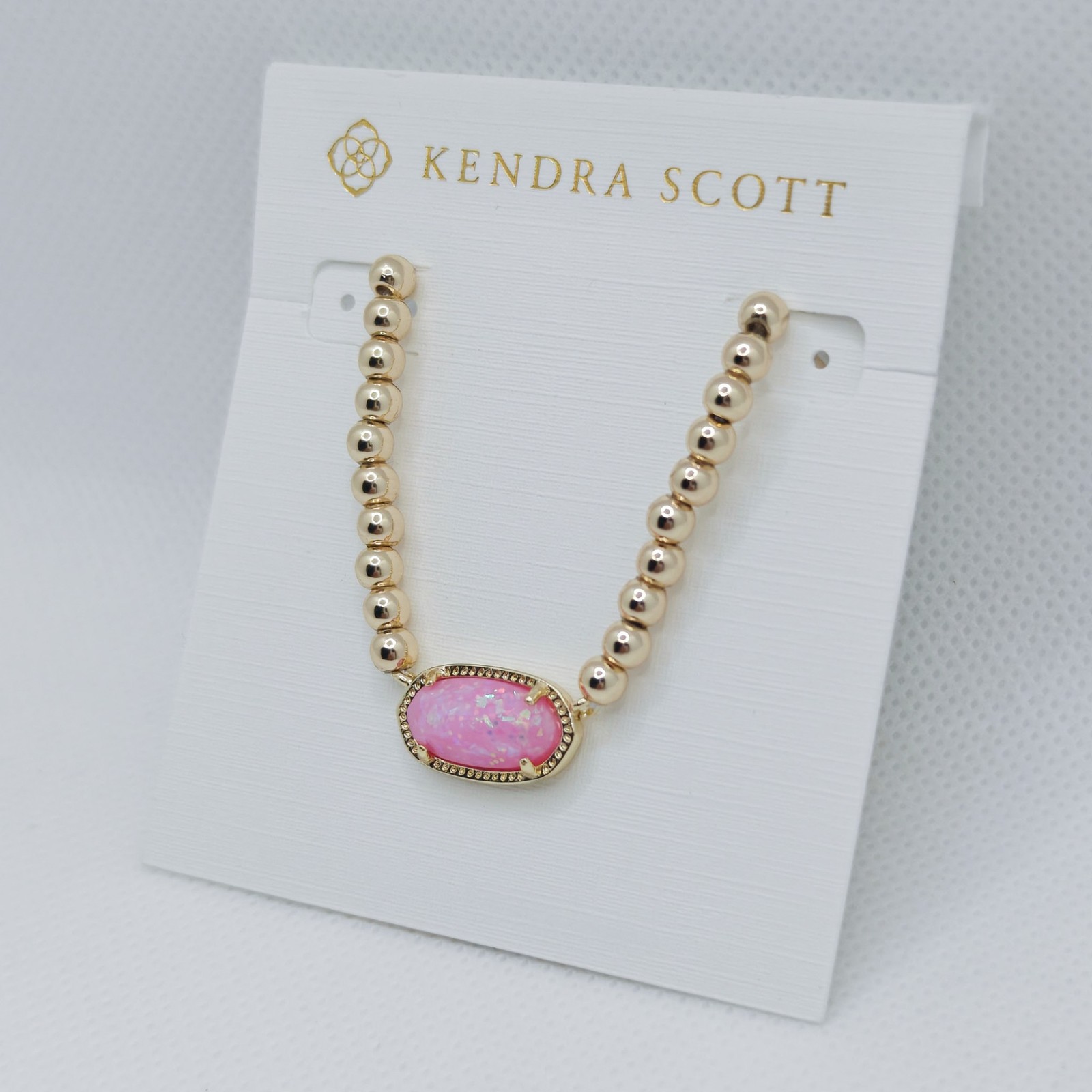 Kendra Scott Elisa Gold Beaded Short Necklace in Pink Opal
