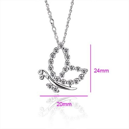18k white gold filled crystals butterfly necklace N-A172