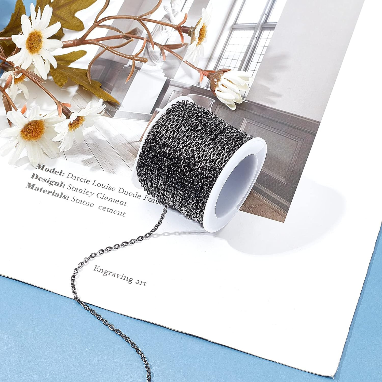 33ft 2.2mm Black Iron Cable Chain for DIY Jewelry