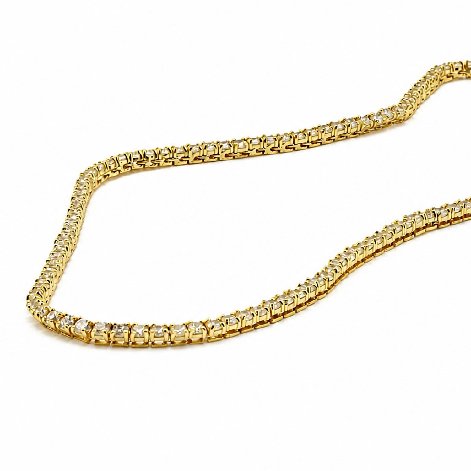 925 Sterling Silver White CZ – 18K Gold Plated Mini Tennis Necklace 18 Inches