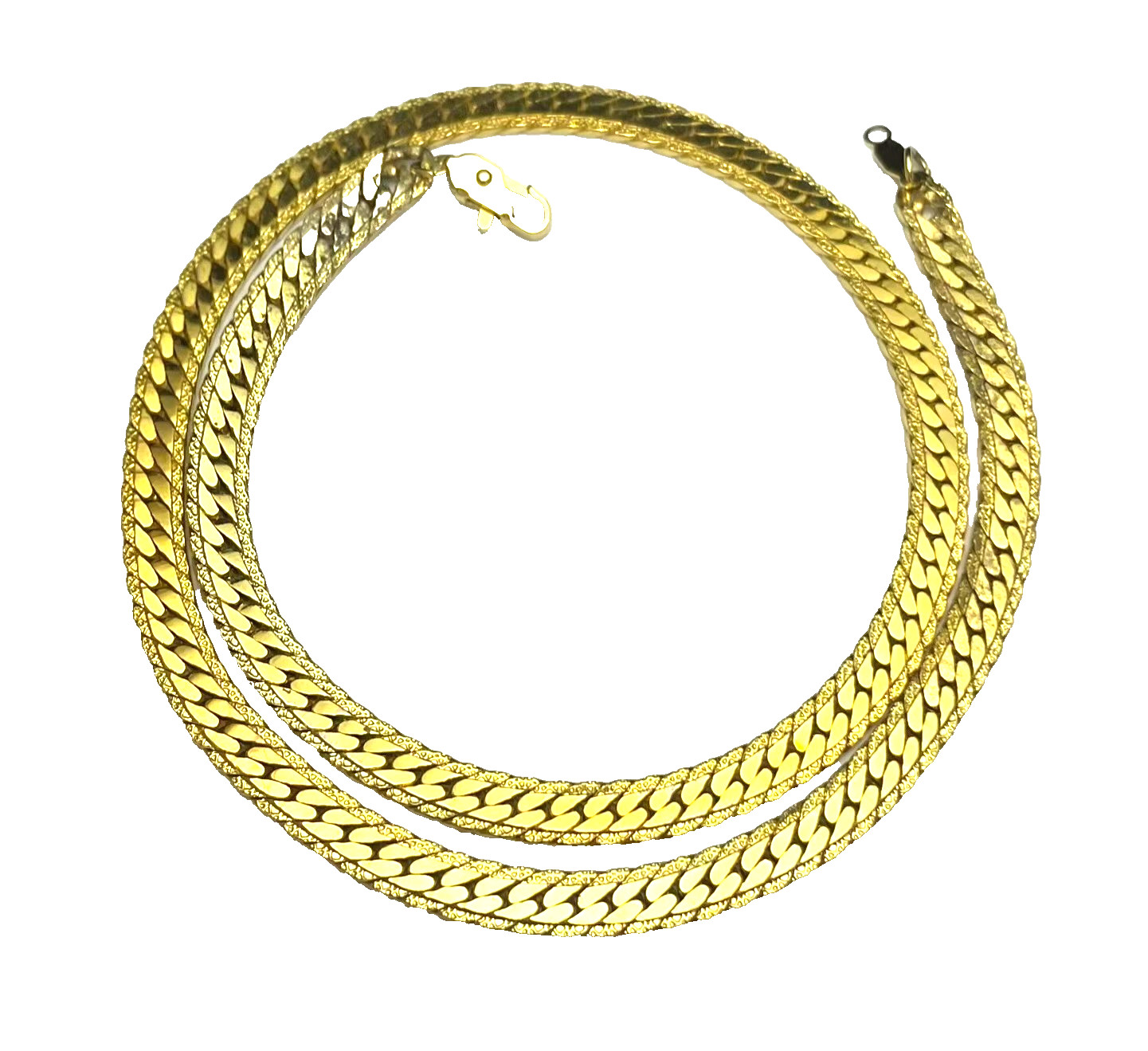 18KGP Chain Necklace Flat Yellow Gold-Plated Herringbone 5 mm Wide 17″ Long