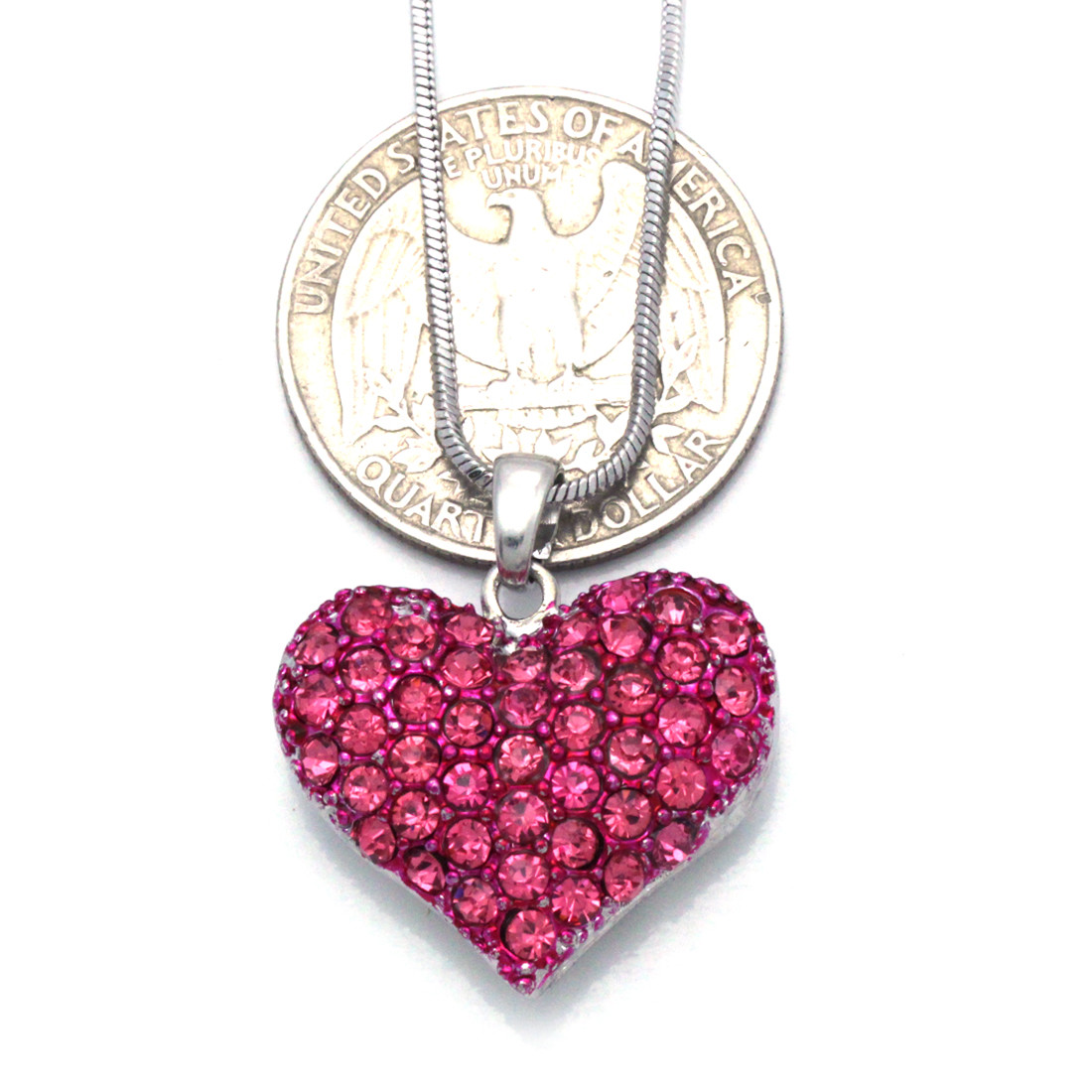 Love Mother’s Day Valentines Day Pink Heart Pendant Necklace Jewelry