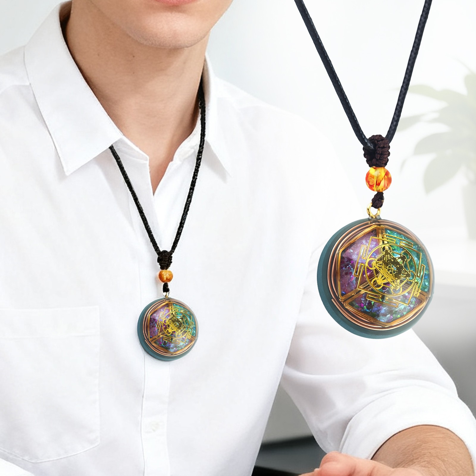 Magical Energy Amulet Necklace Spiritual Protection Crystal Pendant Necklace