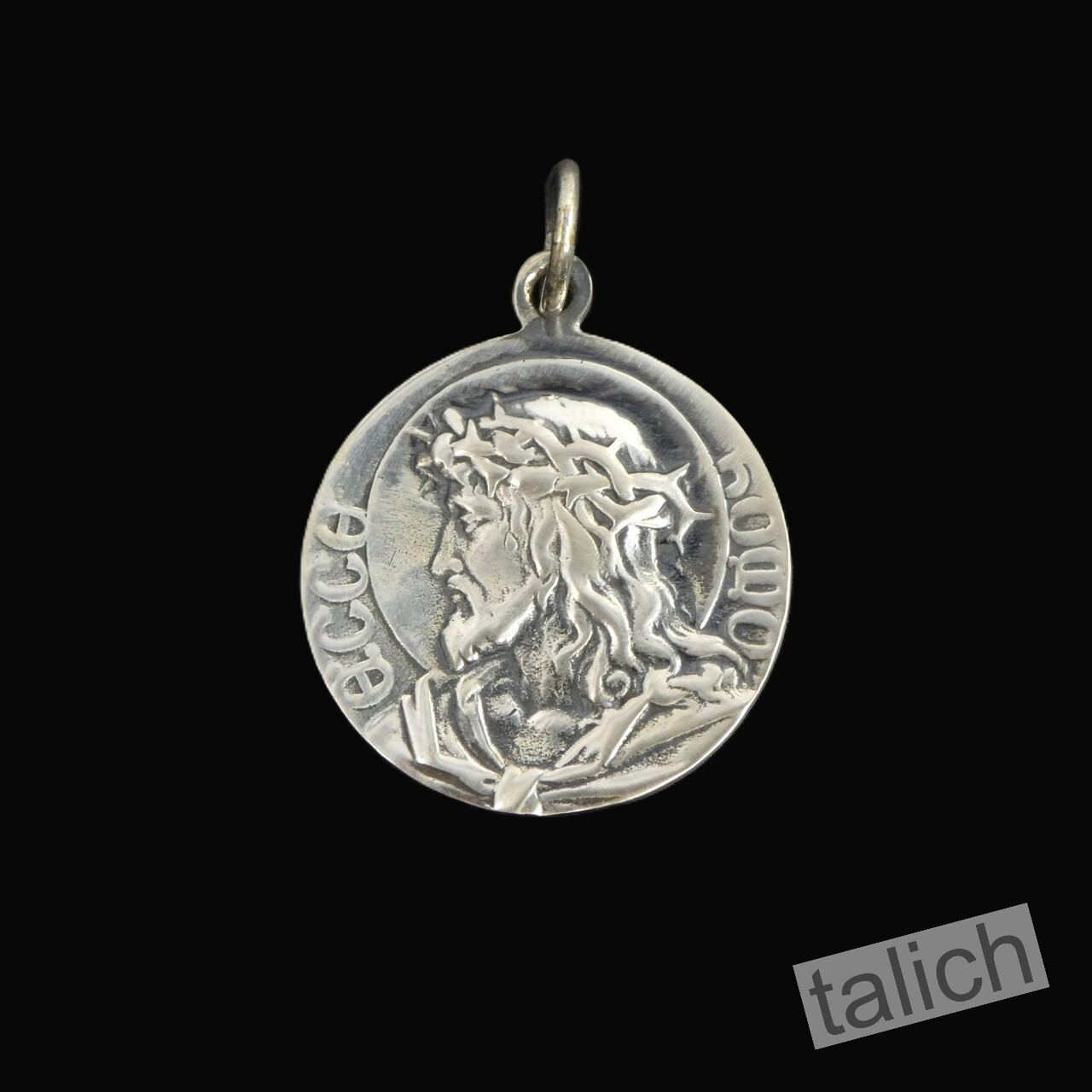 Solid 925 Sterling Silver Jesus Christ Virgin Mary Double Sided Amulet Pendant