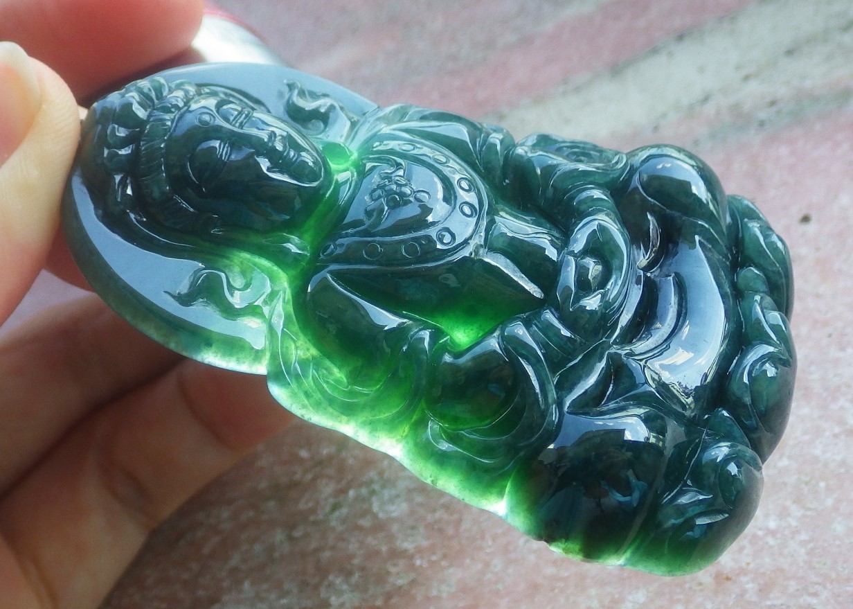 Video Certified A JADE JADEITE PENDANT Guanyin Kwan Yin Lotus Vase 观音 419131 TS