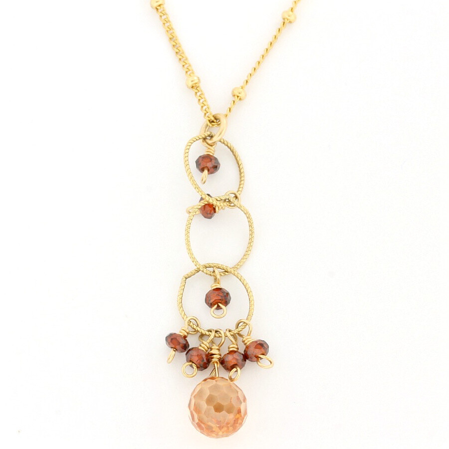 14k Gold-filled Knot Necklace with Champagne Crystals