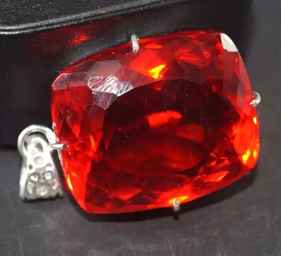 74 CT+ Flawless Blood Red Topaz Pendant 925 Sterling Silver Plated Jewelry