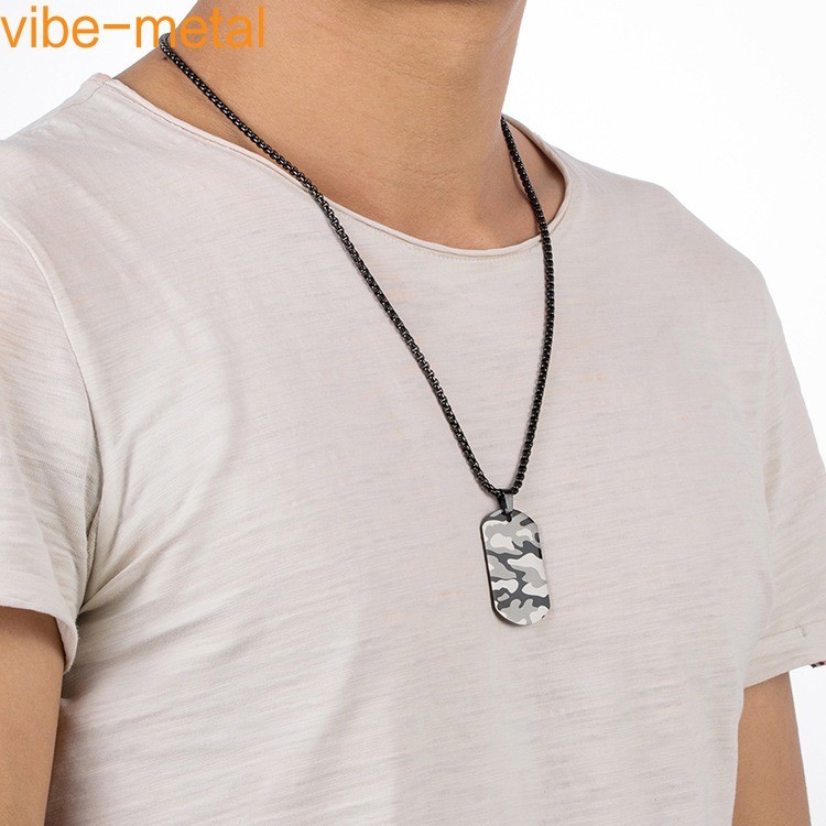 Army Soldier Camouflage Pendant Men Necklace Dog Tag Daily Wear Gift Classic