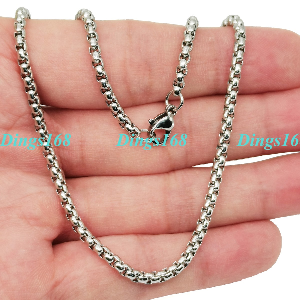 18K White Gold Filled Tarnish-Free Italian 28 inch 3mm Round Box Chain Necklace