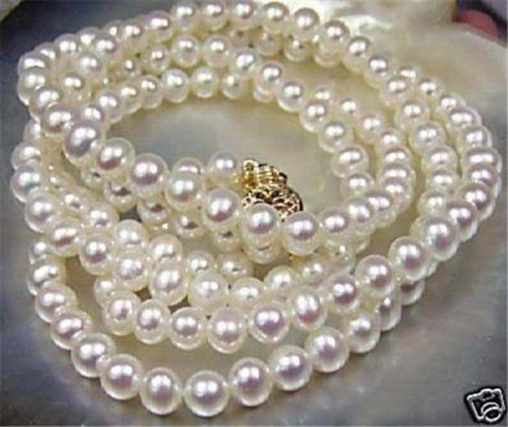 Beautiful Natural 7-8mm White Freshwater Cultured Pearl Necklace 16-36″