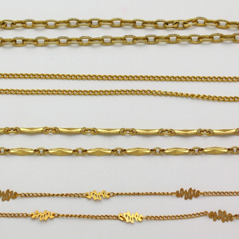 LOT of 4 Various Length & Shape Link Gold Filled Chains