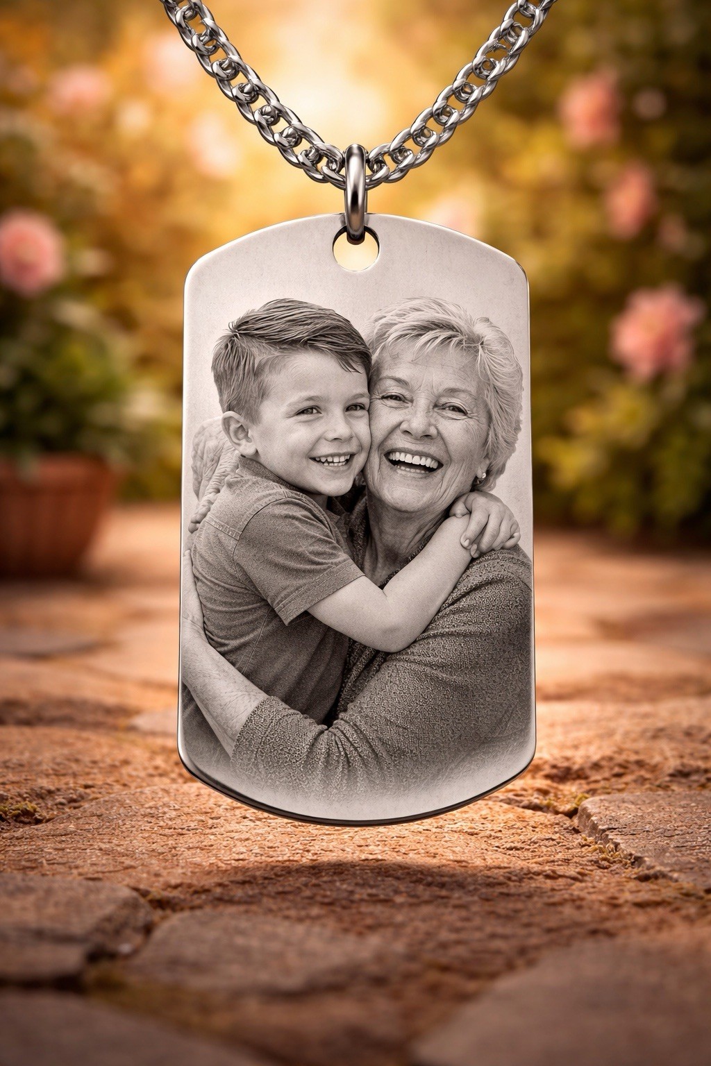 Custom Memory Photo Dog Tag Necklace Engraved Gift for Loved Ones