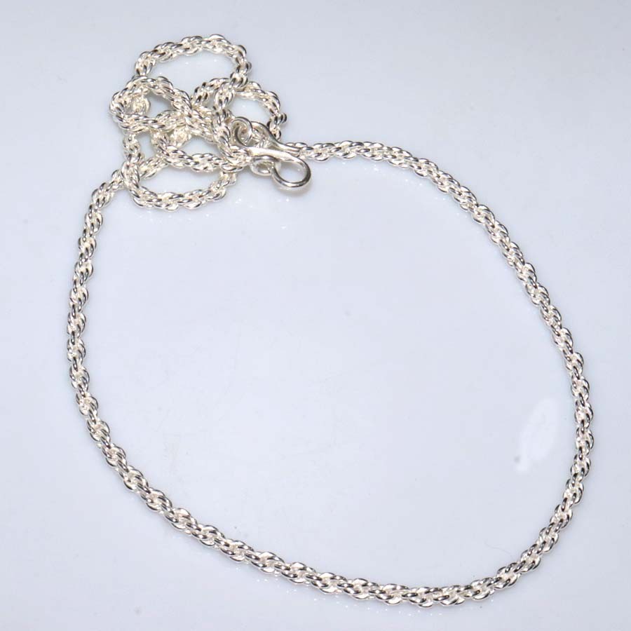 Twisted Rope Chain 925 Silver Plated Ethnic Handmade Chain Necklace Size 18″ GW