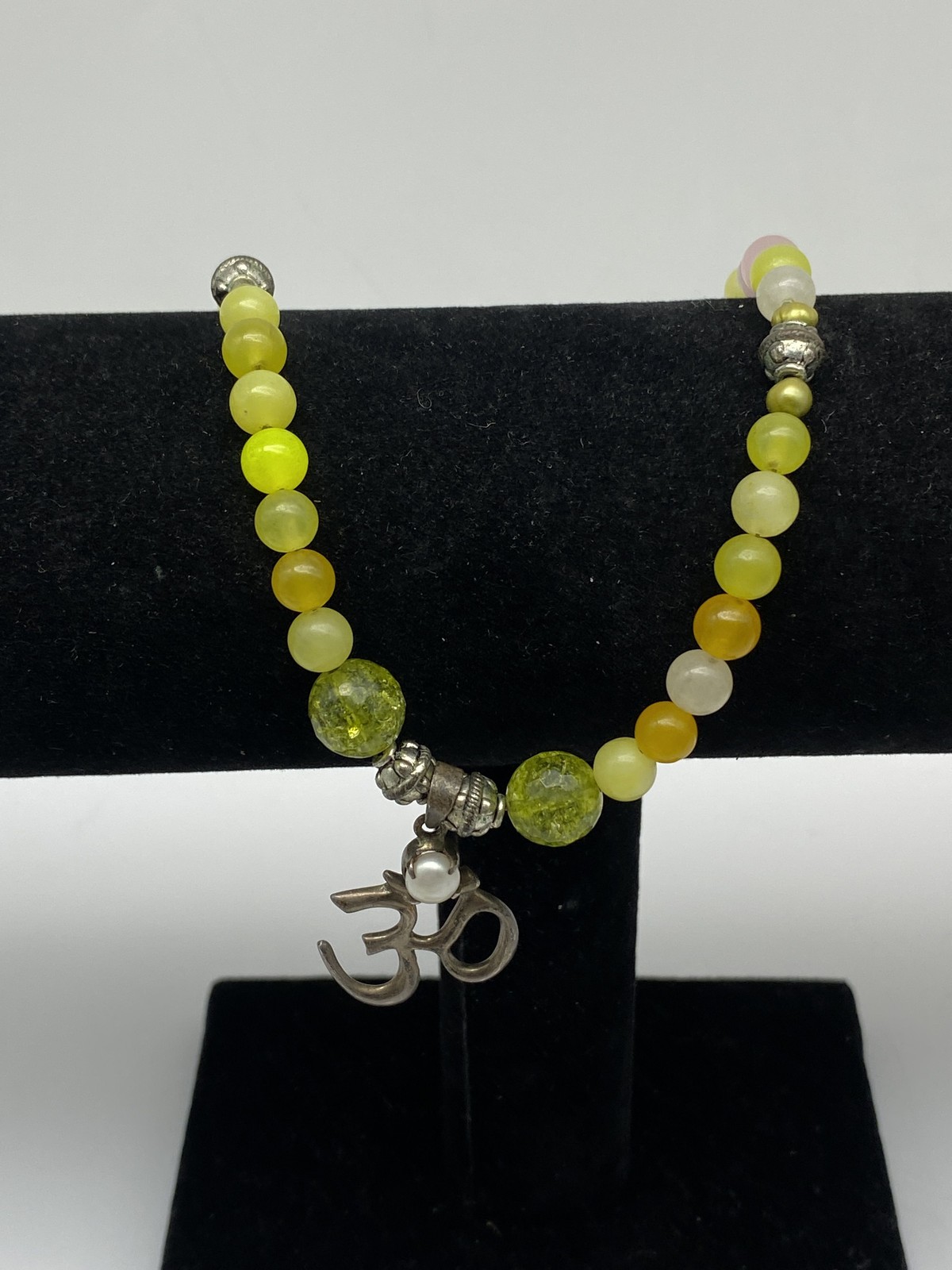 sterling Silver Multicolor Band Gemstones Beads Pendant Necklace 26.6g