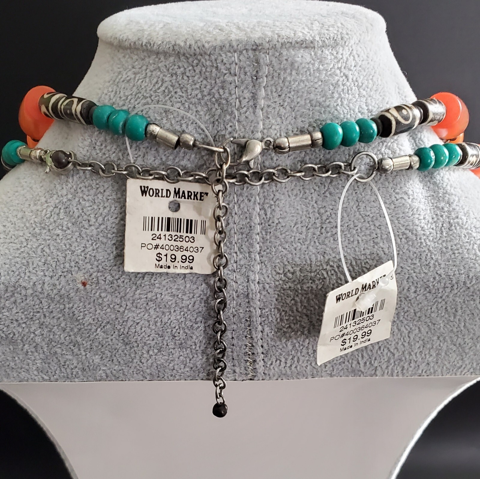 NWT Bohemian Boho Lot of 2 Necklaces 19 to 22 in. World Market Exclusive India