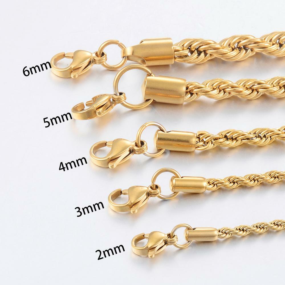 X2 – Gold 18K over 316L Stainless Steel 6mm Thick Rope Chain Necklace 24 inch
