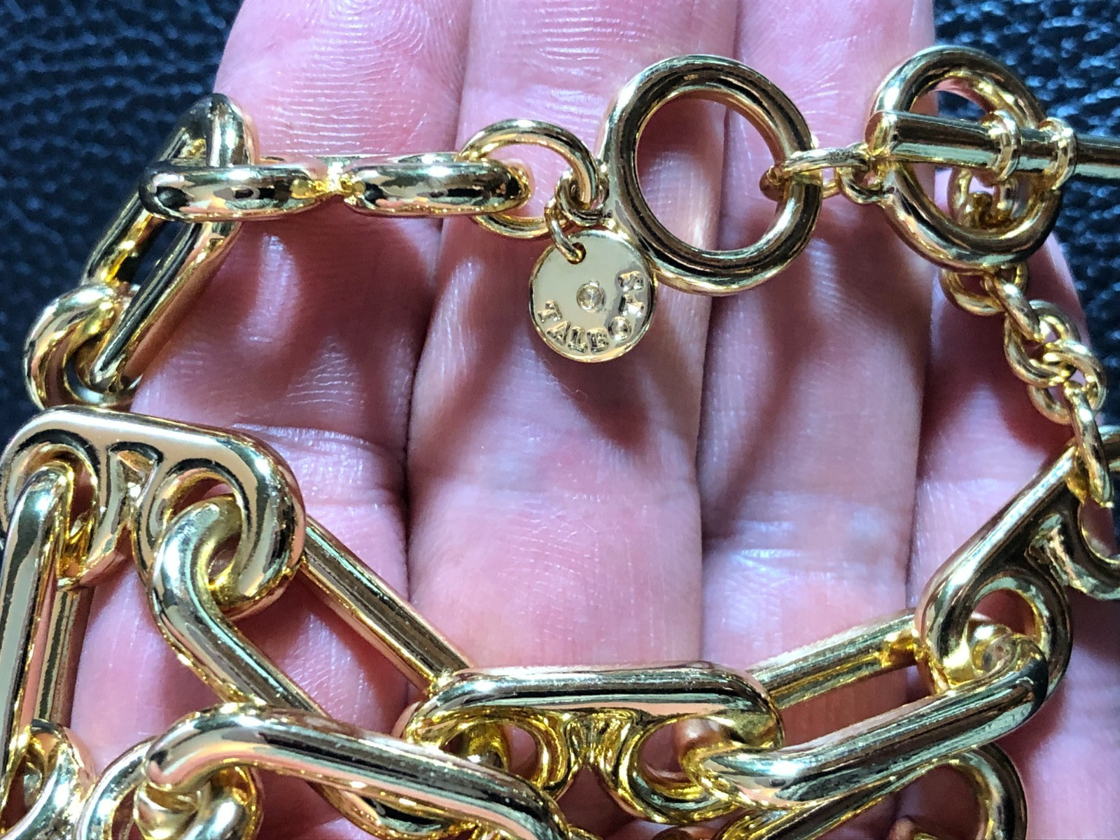 Gold Chunky Paperclip Link Toggle Necklace Talbots +3 Hoop Earrings LOT 8627