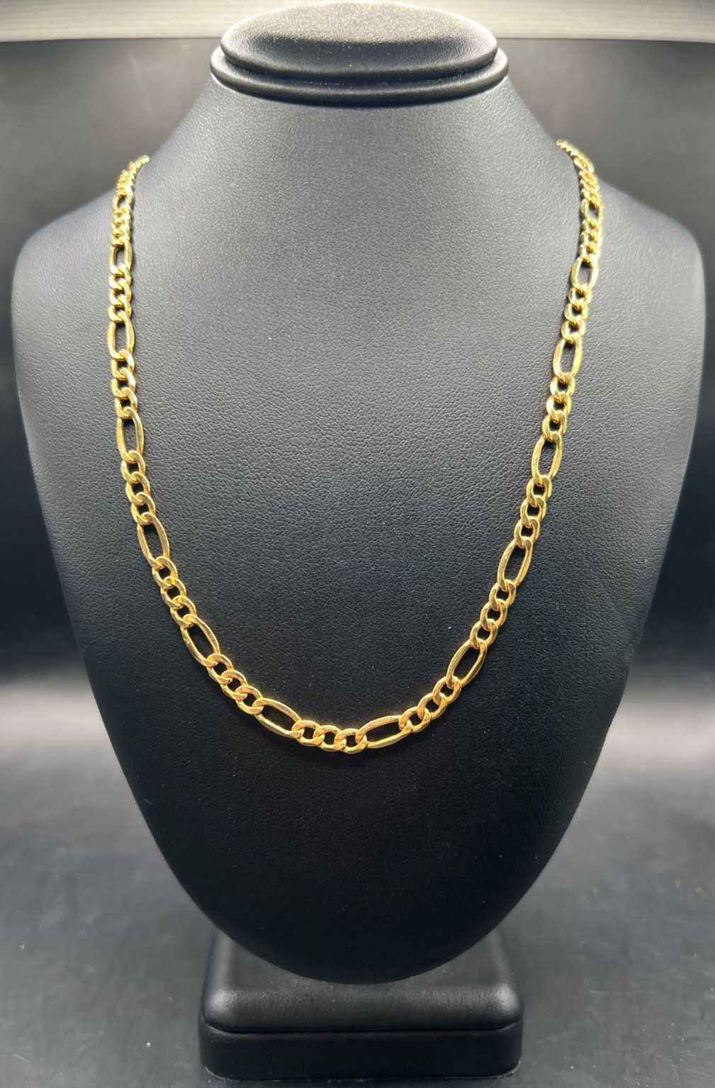 Hollow 14K Yellow Gold Figaro Chain Necklace 5.2 Grams, 24 Inches, 4mm