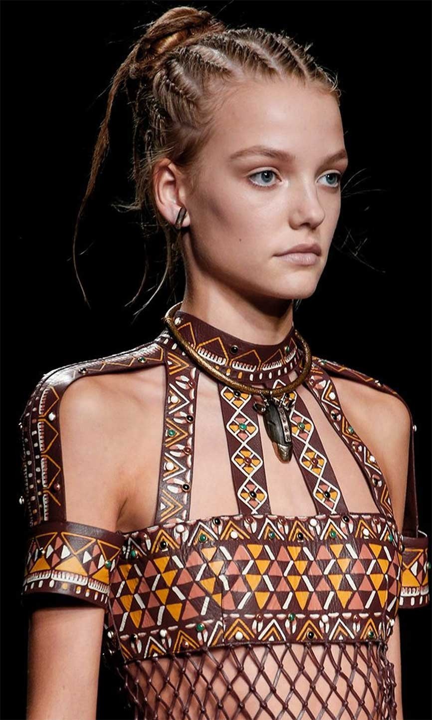 VALENTINO Tribal Mask Necklace Runway Bronze Pendant $945 Rhino