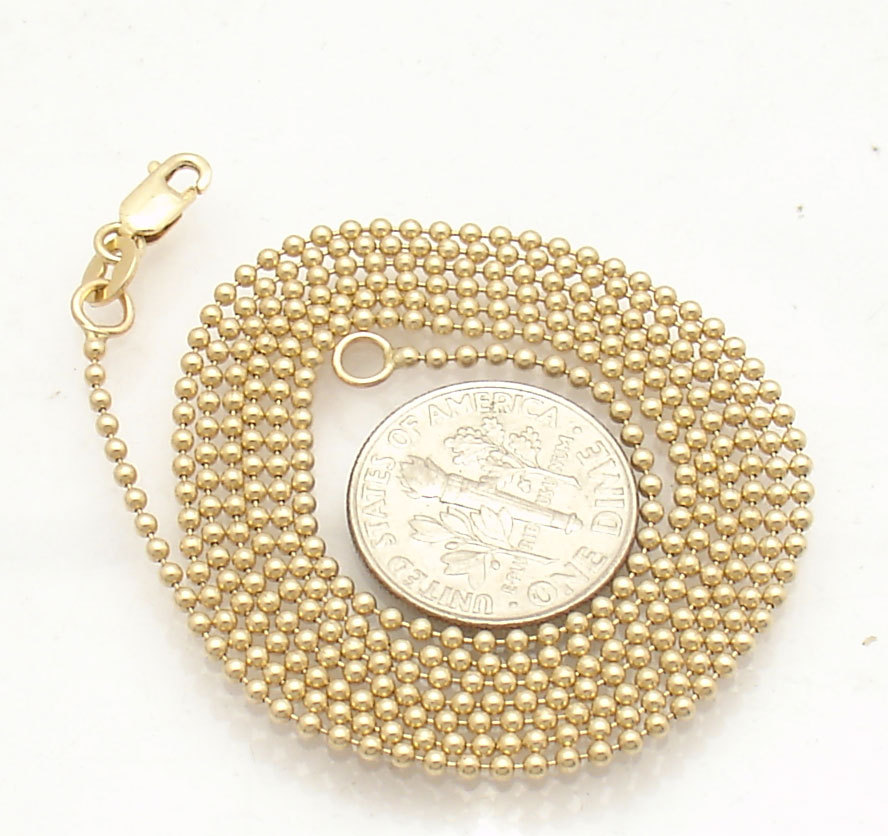 1.5mm All Shiny Round Bead Ball Chain Necklace REAL Solid 10K Yellow Gold