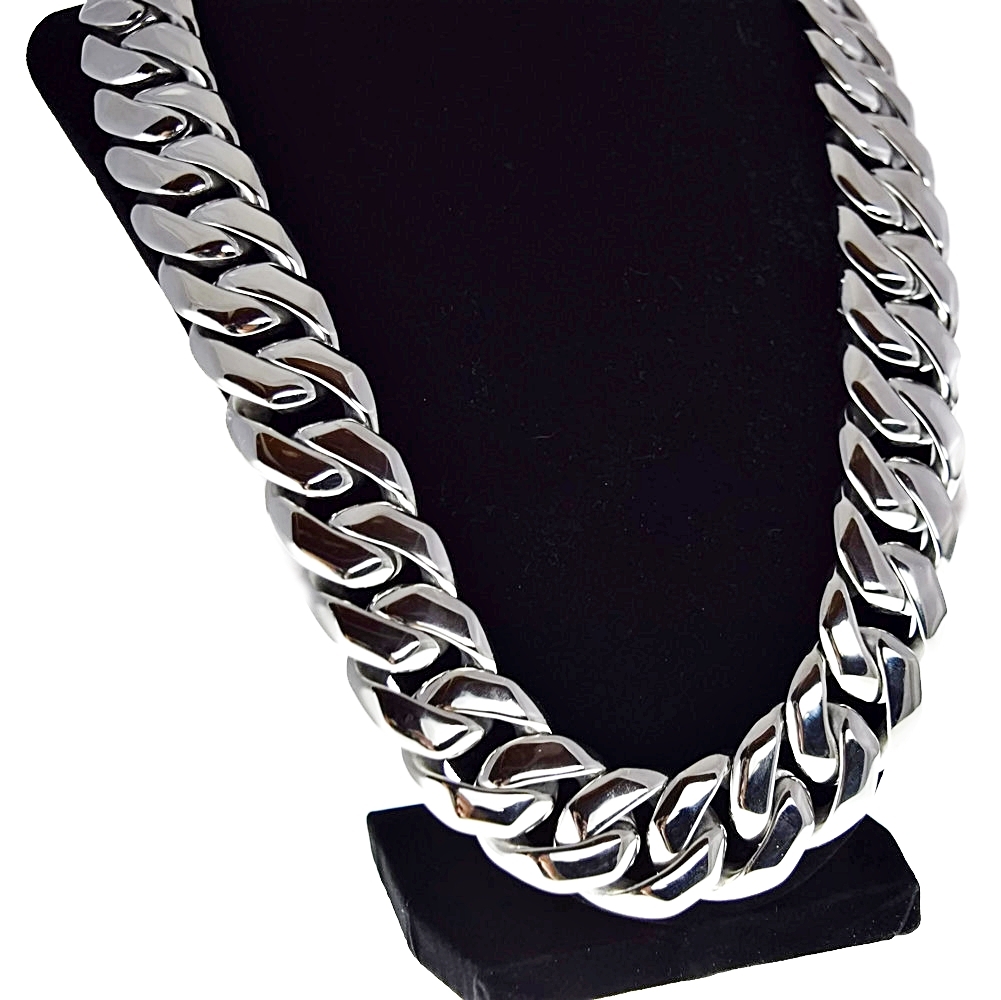 Mens Huge Cuban Link Chain 316L Stainless Steel Silver Necklace 25MM Thick 28″