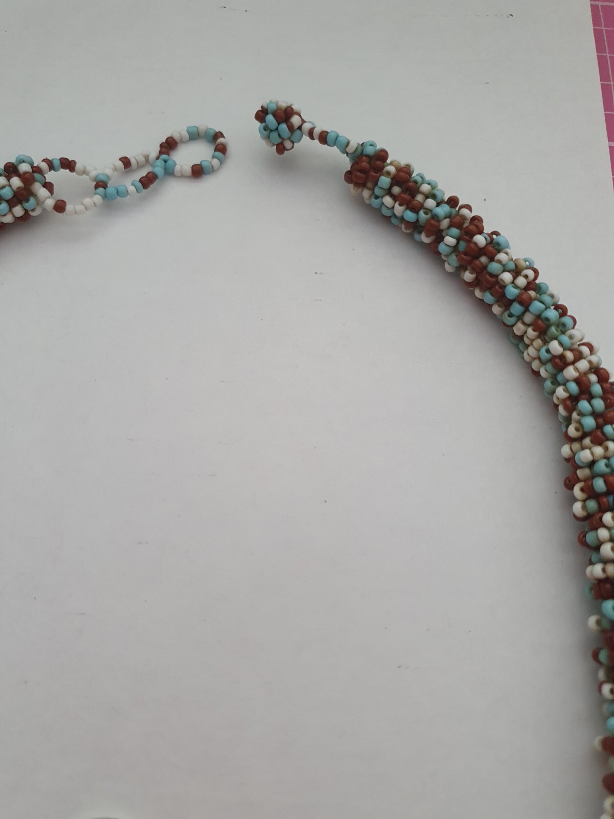 Blue White Brown Twisted Seed Bead None Metal Tribal Ethnic Adjustable Necklace