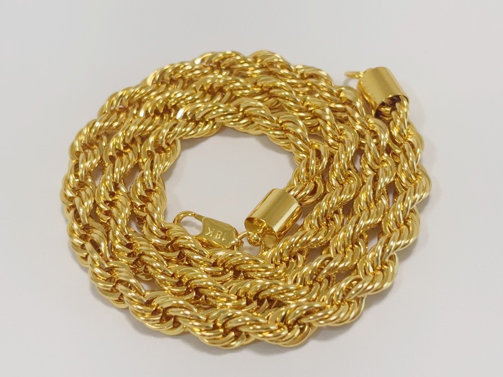 18K Yellow Gold Diamond Cut Rope Chain 8mm NecKlace Mens Womens 26″